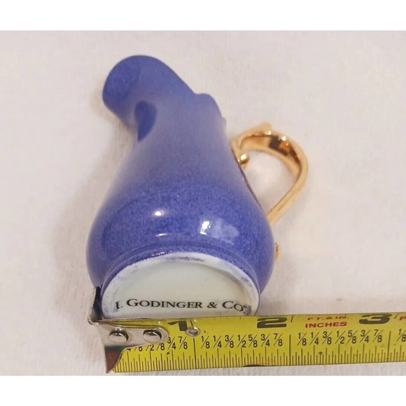 J. Godinger & Co. Antique Blue 14k Gold Leaf Handle Cream Pitcher RARE COLLECT! - Picture 11 of 11